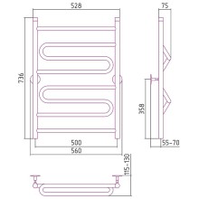 Водяной полотенцесушитель Сунержа Стилье Универсал-51 800х500 00651-8050 Хром