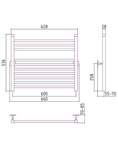 Водяной полотенцесушитель Сунержа Стилье Универсал-53 600х600 00653-6060 Хром
