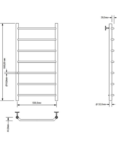 Водяной полотенцесушитель Aquanet Fiona 100x50 266738 Хром