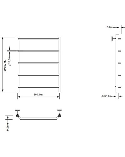 Водяной полотенцесушитель Aquanet Fiona 60x50 266736 Хром