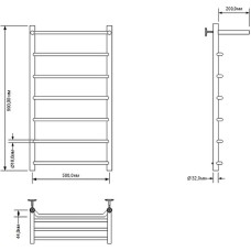 Водяной полотенцесушитель Aquanet Fiona 100x50 266742 с полкой Хром