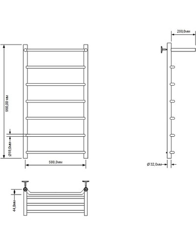 Водяной полотенцесушитель Aquanet Fiona 100x50 266742 с полкой Хром