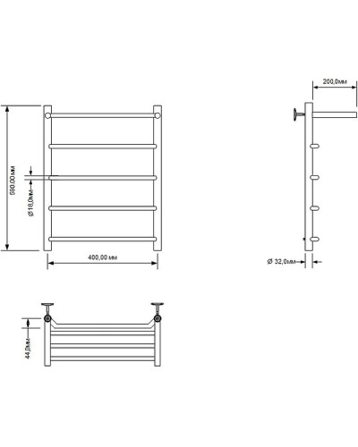 Водяной полотенцесушитель Aquanet Fiona 60x40 266739 с полкой Хром