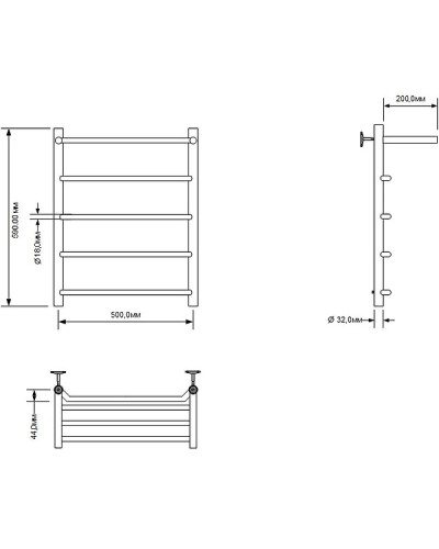 Водяной полотенцесушитель Aquanet Fiona 60x50 266740 с полкой Хром