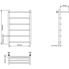 Водяной полотенцесушитель Aquanet Fiona 80x50 266741 с полкой Хром