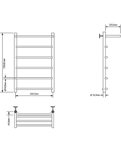 Водяной полотенцесушитель Aquanet Fiona 80x50 266741 с полкой Хром