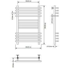 Водяной полотенцесушитель Aquanet Largo 100x50 266746 Хром