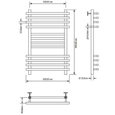 Водяной полотенцесушитель Aquanet Largo 100x50 266746 Хром
