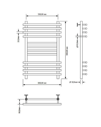 Водяной полотенцесушитель Aquanet Largo 100x50 266746 Хром