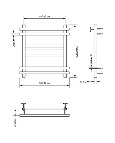 Водяной полотенцесушитель Aquanet Largo 60x40 266743 Хром