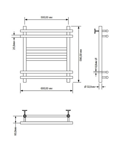 Водяной полотенцесушитель Aquanet Largo 60x50 266744 Хром