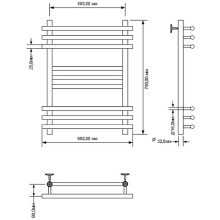 Водяной полотенцесушитель Aquanet Largo 80x50 266745 Хром