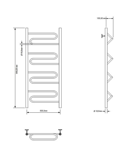 Водяной полотенцесушитель Aquanet Paolo 100x50 266734 Хром
