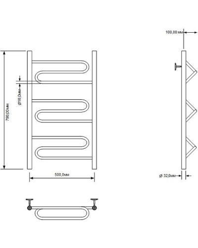 Водяной полотенцесушитель Aquanet Paolo 80x50 266733 Хром