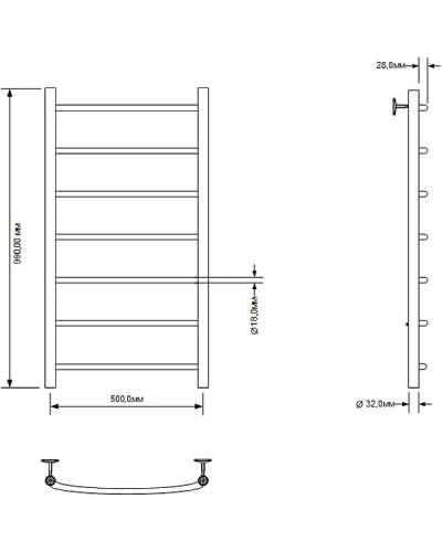 Водяной полотенцесушитель Aquanet Romeo 100x50 266726 Хром