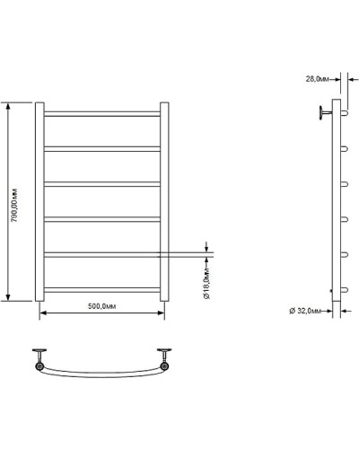 Водяной полотенцесушитель Aquanet Romeo 80x50 266725 Хром