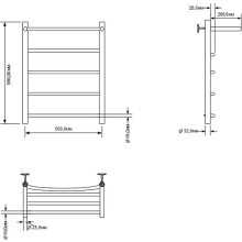 Водяной полотенцесушитель Aquanet Romeo 60x50 266728 с полкой Хром