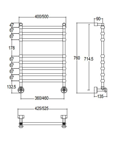Водяной полотенцесушитель Margaroli Sole 4643708CRTS Хром