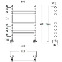 Водяной полотенцесушитель Margaroli Sole 464TS4708CR Хром