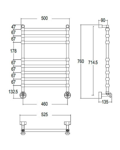 Водяной полотенцесушитель Margaroli Sole 464TS4708CR Хром