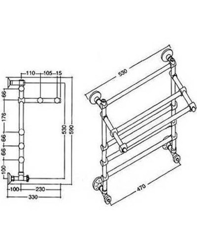 Водяной полотенцесушитель Margaroli Sole 4534704OBP с полкой Бронза