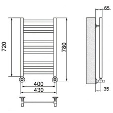 Водяной полотенцесушитель Ника Modern ЛМ 5 80x40 с вентилями Хром 9 перекладин