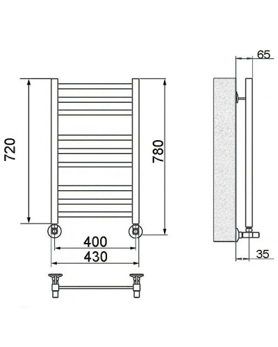 Водяной полотенцесушитель Ника Modern ЛМ 5 80x40 с вентилями Хром 9 перекладин