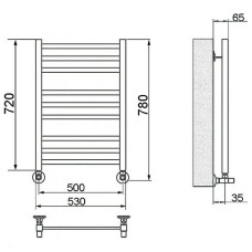 Водяной полотенцесушитель Ника Modern ЛМ 5 80x50 с вентилями Хром 9 перекладин
