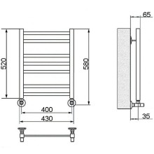 Водяной полотенцесушитель Ника Modern ЛМ 5 60x40 с вентилями Хром 7 перекладин