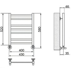 Водяной полотенцесушитель Ника Modern ЛМ 5 60x40 с вентилями Хром 7 перекладин