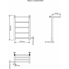 Водяной полотенцесушитель Aquanet Mauro 60x40 282319 с полкой Хром