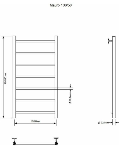 Водяной полотенцесушитель Aquanet Mauro 100x50 282318 Хром