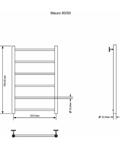 Водяной полотенцесушитель Aquanet Mauro 80x50 282317 Хром