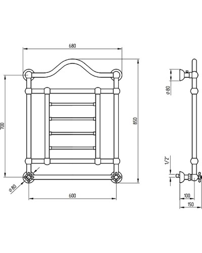 Водяной полотенцесушитель Migliore Edward 85x68 20318 Хром