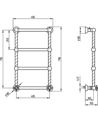Водяной полотенцесушитель Migliore Edera 79x48 20302 Золото