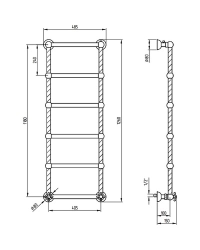Водяной полотенцесушитель Migliore Edera 126x48 20306 Золото
