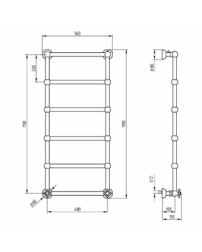 Водяной полотенцесушитель Migliore Colosseum 119х56 20291 Бронза
