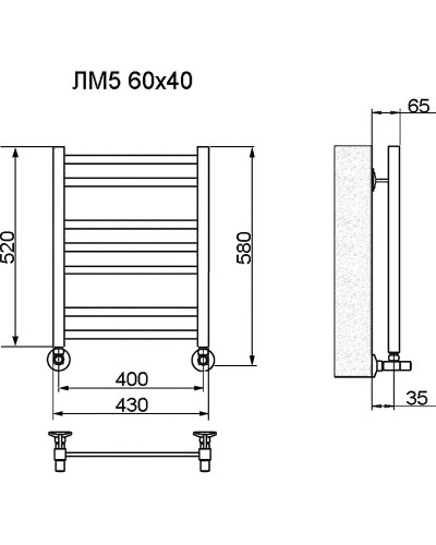 Водяной полотенцесушитель Ника Modern ЛМ-5 60/40 Белый матовый