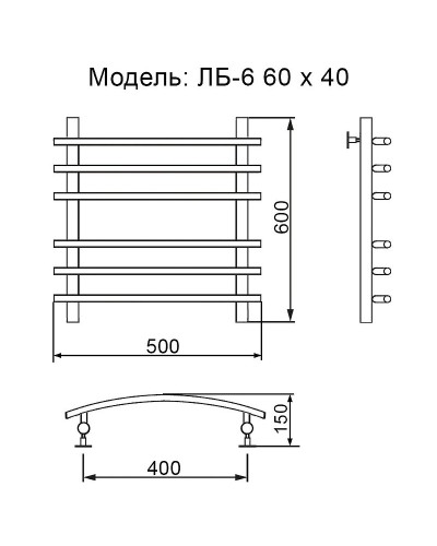 Водяной полотенцесушитель Ника Bamboo ЛБ 6 60/40 Хром