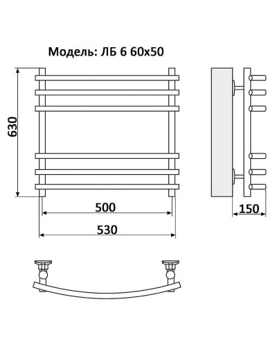 Водяной полотенцесушитель Ника Bamboo ЛБ 6 60/50 Хром