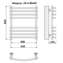 Водяной полотенцесушитель Ника Bamboo ЛБ 6 80/40 Хром