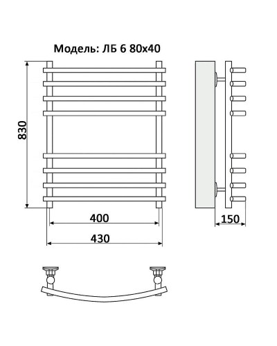 Водяной полотенцесушитель Ника Bamboo ЛБ 6 80/40 Хром