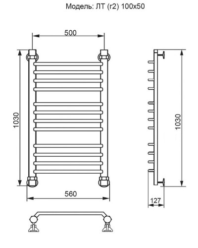 Водяной полотенцесушитель Ника Trapezium ЛТ (Г2) 100/50 Хром