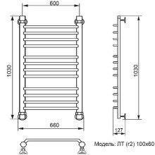 Водяной полотенцесушитель Ника Trapezium ЛТ (Г2) 100/60 Хром