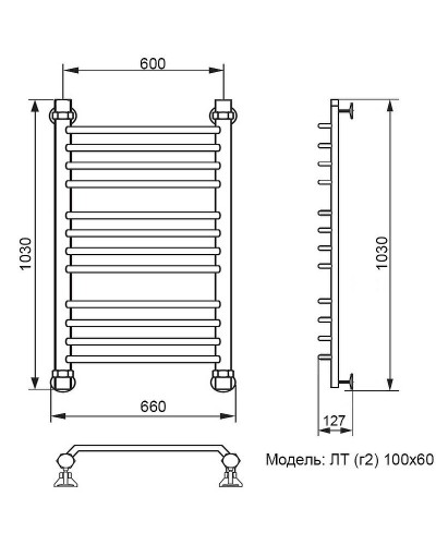 Водяной полотенцесушитель Ника Trapezium ЛТ (Г2) 100/60 Хром