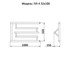 Водяной полотенцесушитель Ника Econ ПЛ-4 32/100 с полкой Хром