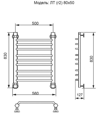 Водяной полотенцесушитель Ника Trapezium ЛТ (Г2) 80/50 Хром