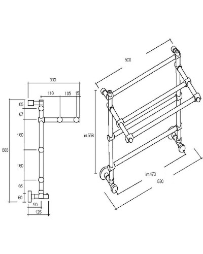Водяной полотенцесушитель Margaroli Sole 455-3 4554703GOP c полкой Золото
