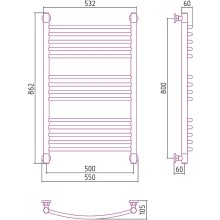 Водяной полотенцесушитель Сунержа Богема+ выгнутая 800х500 05-0221-8050 Состаренная бронза