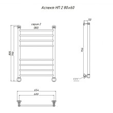 Водяной полотенцесушитель Тругор Аспект 2 НП 80x60 Хром